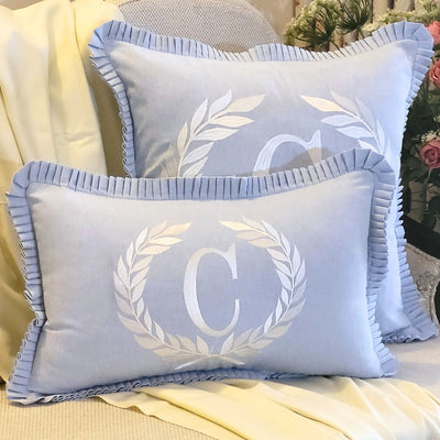 Lumbar Cushion Cover - Blue French Monogram C