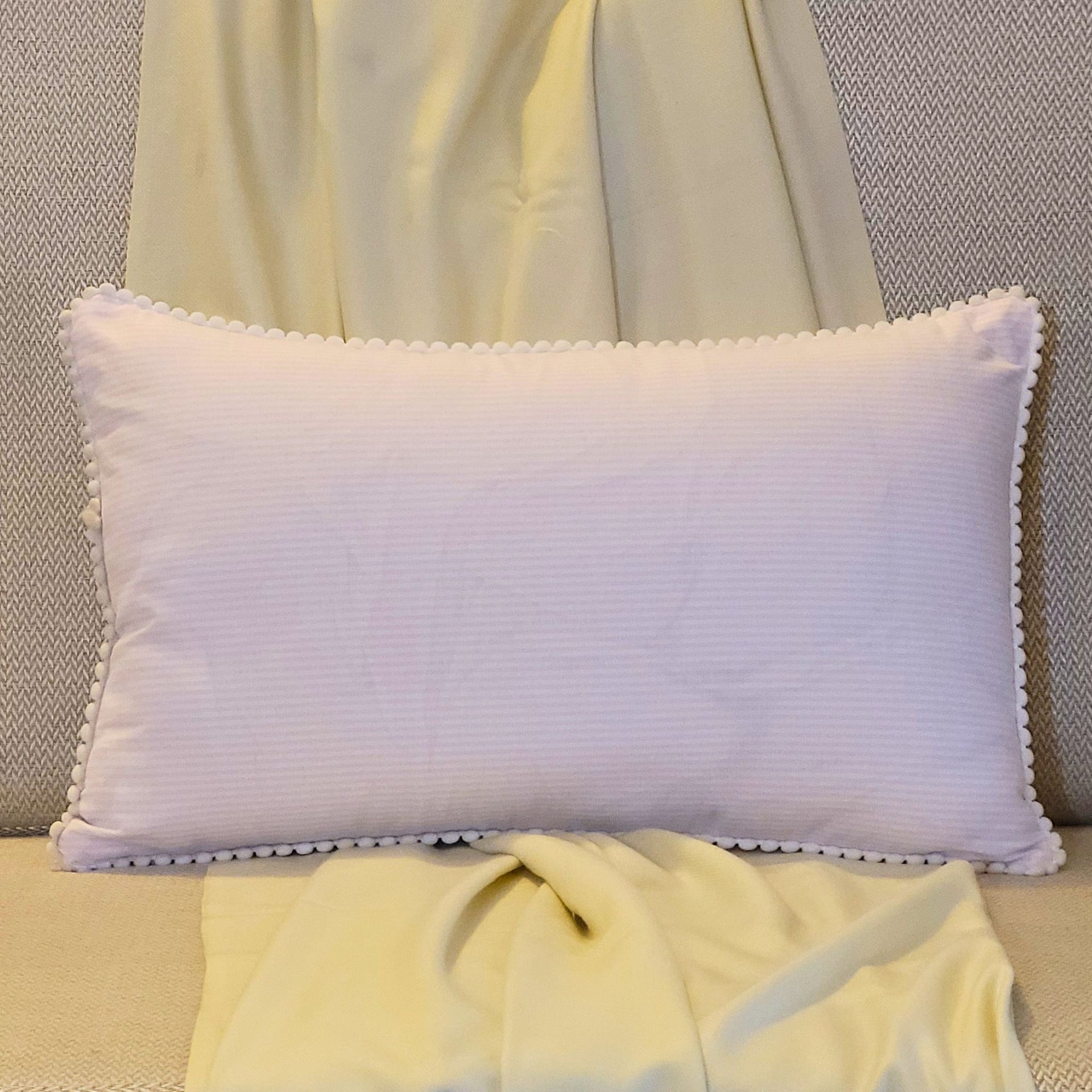 Lumbar Cushion Cover - Pink Pom-Pom Pinstripe