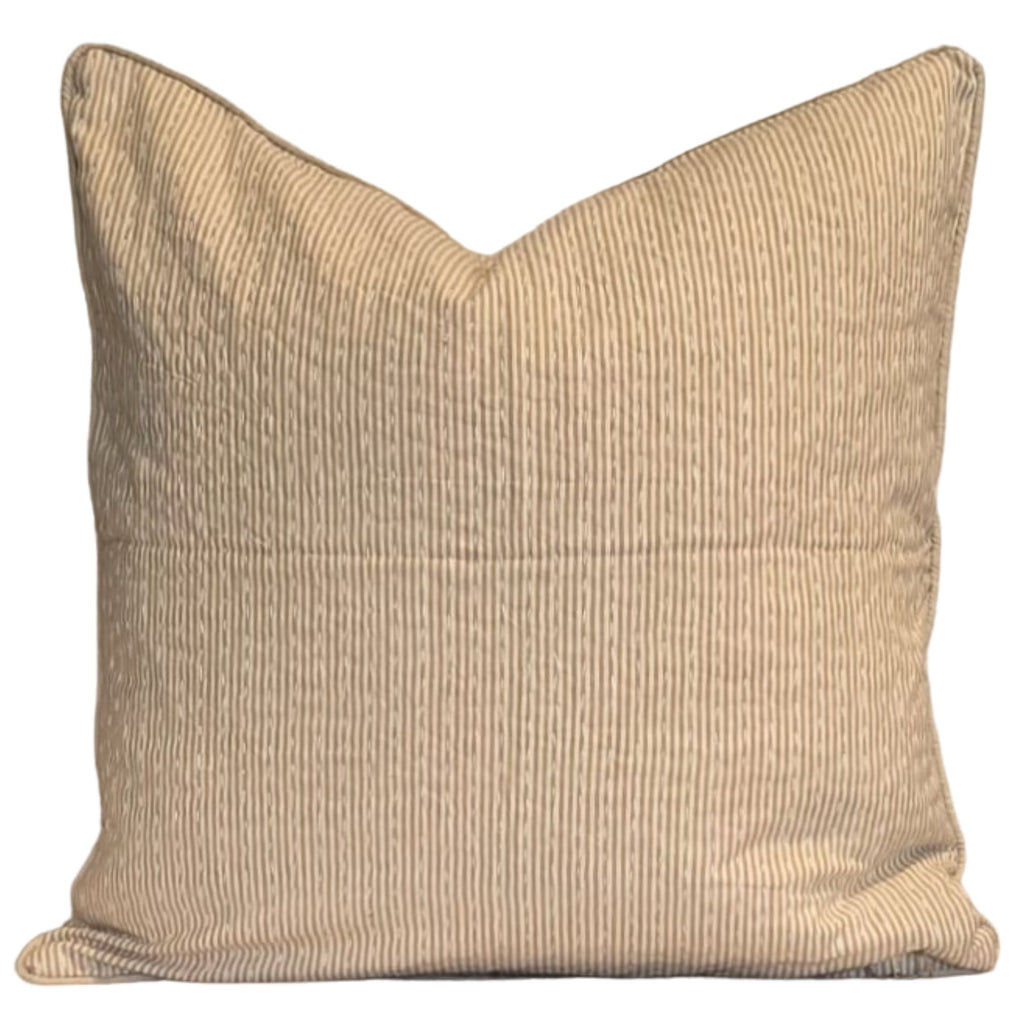 Belle Stripe Beige Kantha Cushion Cover | 50 cm x 50 cm