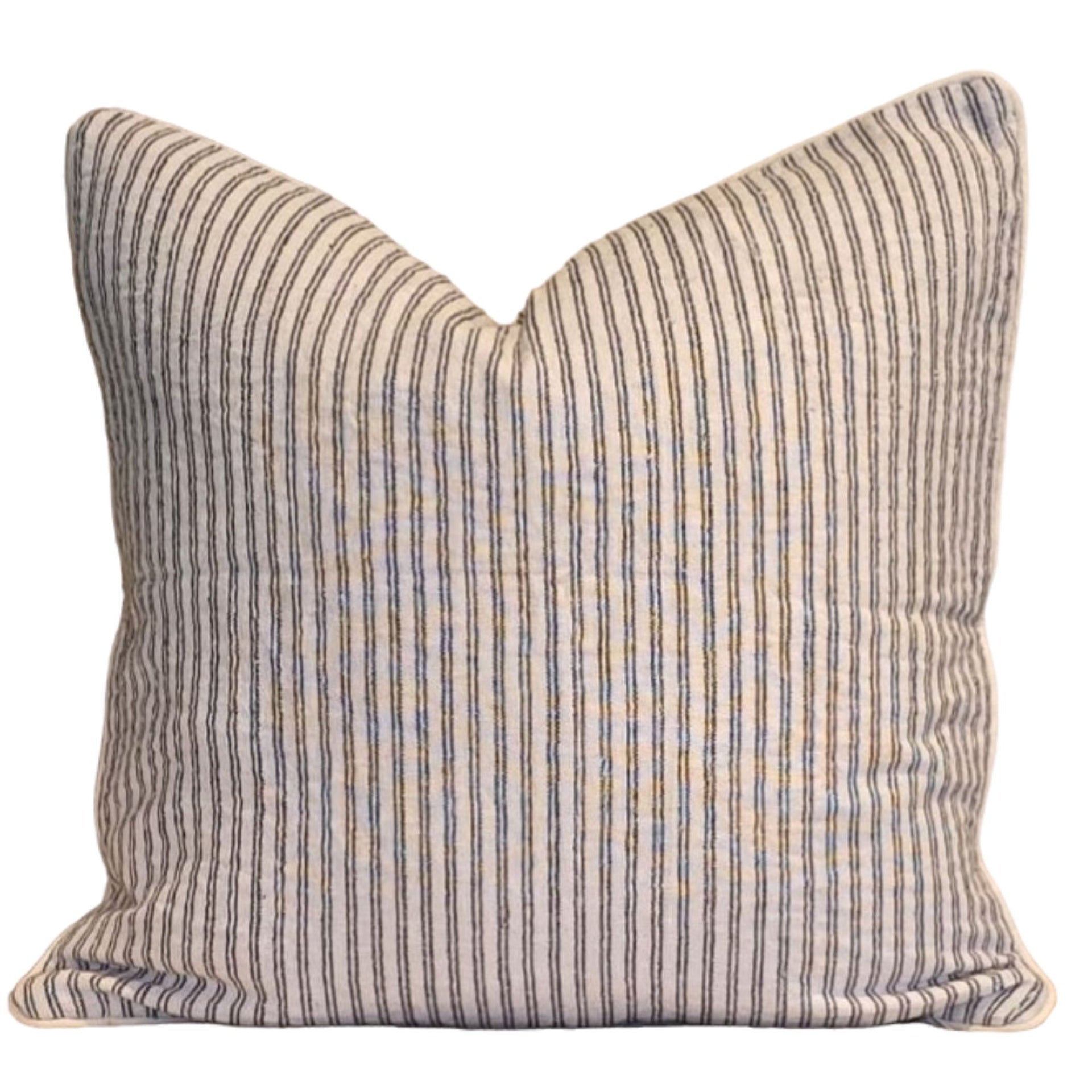 Belle Stripe Monochrome Kantha Cushion Cover | 50cm x 50cm