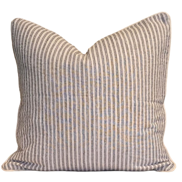 Belle Stripe Monochrome Kantha Cushion Cover | Kantha Cushion Cover 50x50 cm 100% Cotton