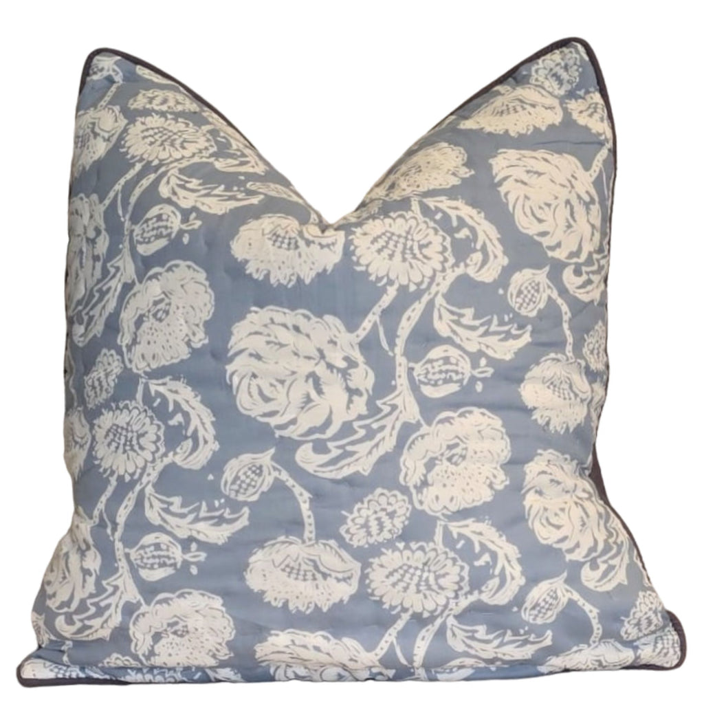 Farmhouse Blue Quilted Cushion Cover | 50 cm x 50 cm