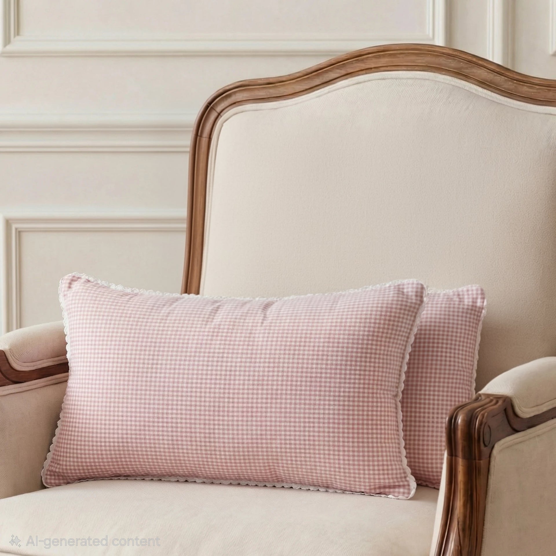 Pink Gingham Lumbar Cushion Cover | 30×50 cm