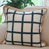 White Chequered Cotton & Jute Cushion Cover | 50cm x 50cm
