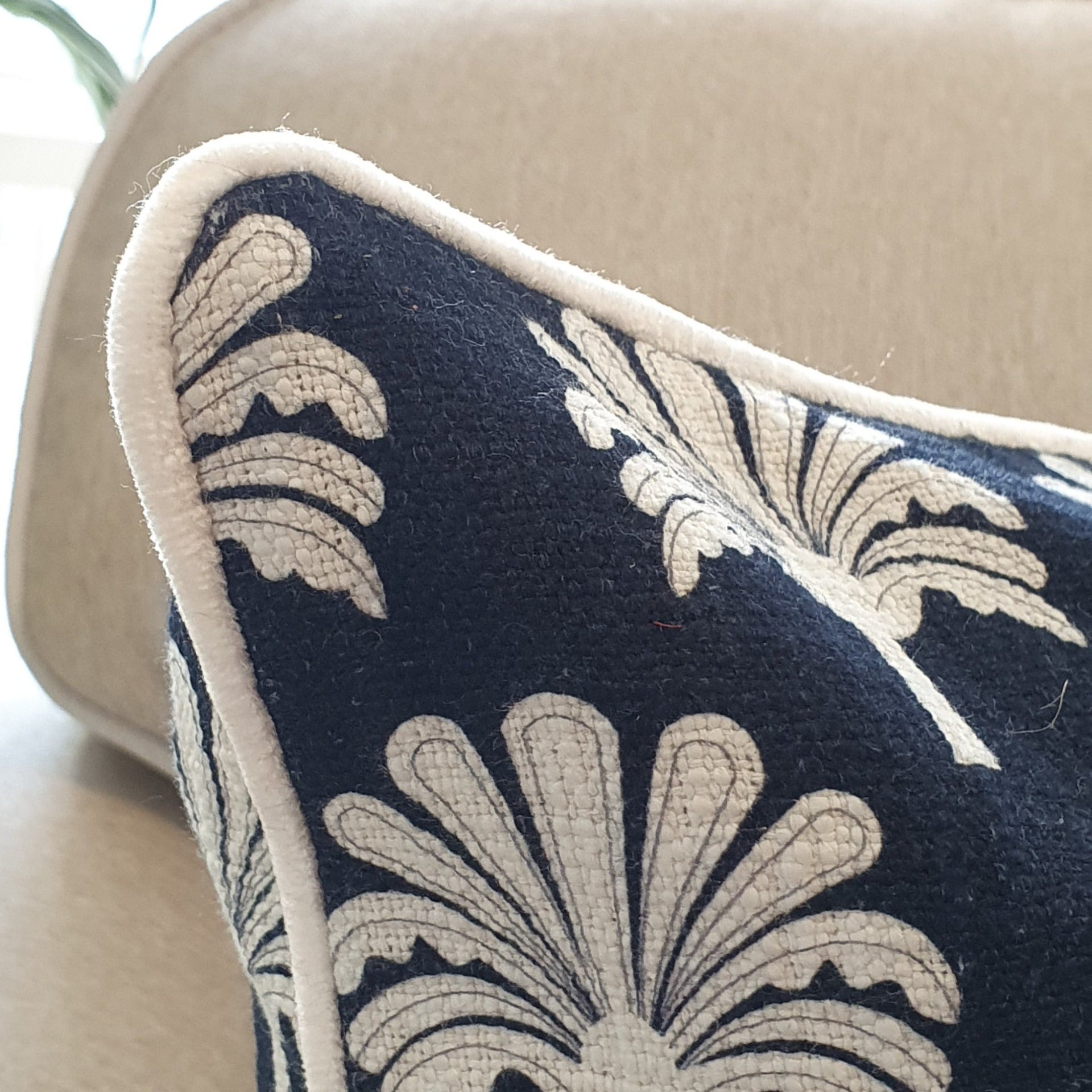 Navy Palm Decorative Cushion Cover | 50cm x 50cm