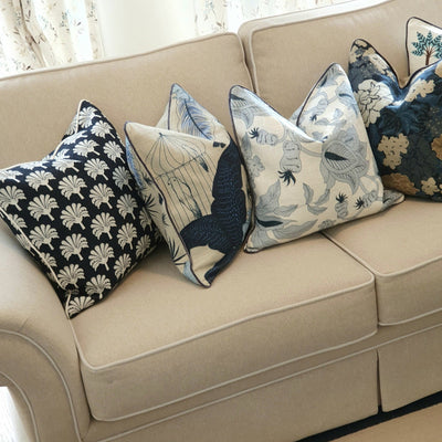Navy Palm Decorative Cushion Cover | 50cm x 50cm