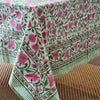 Pink Daisy Block-Printed Tablecloth
