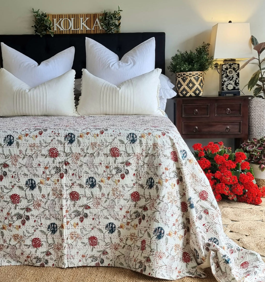 Berries Kantha Bedspread | 220cm x 270cm