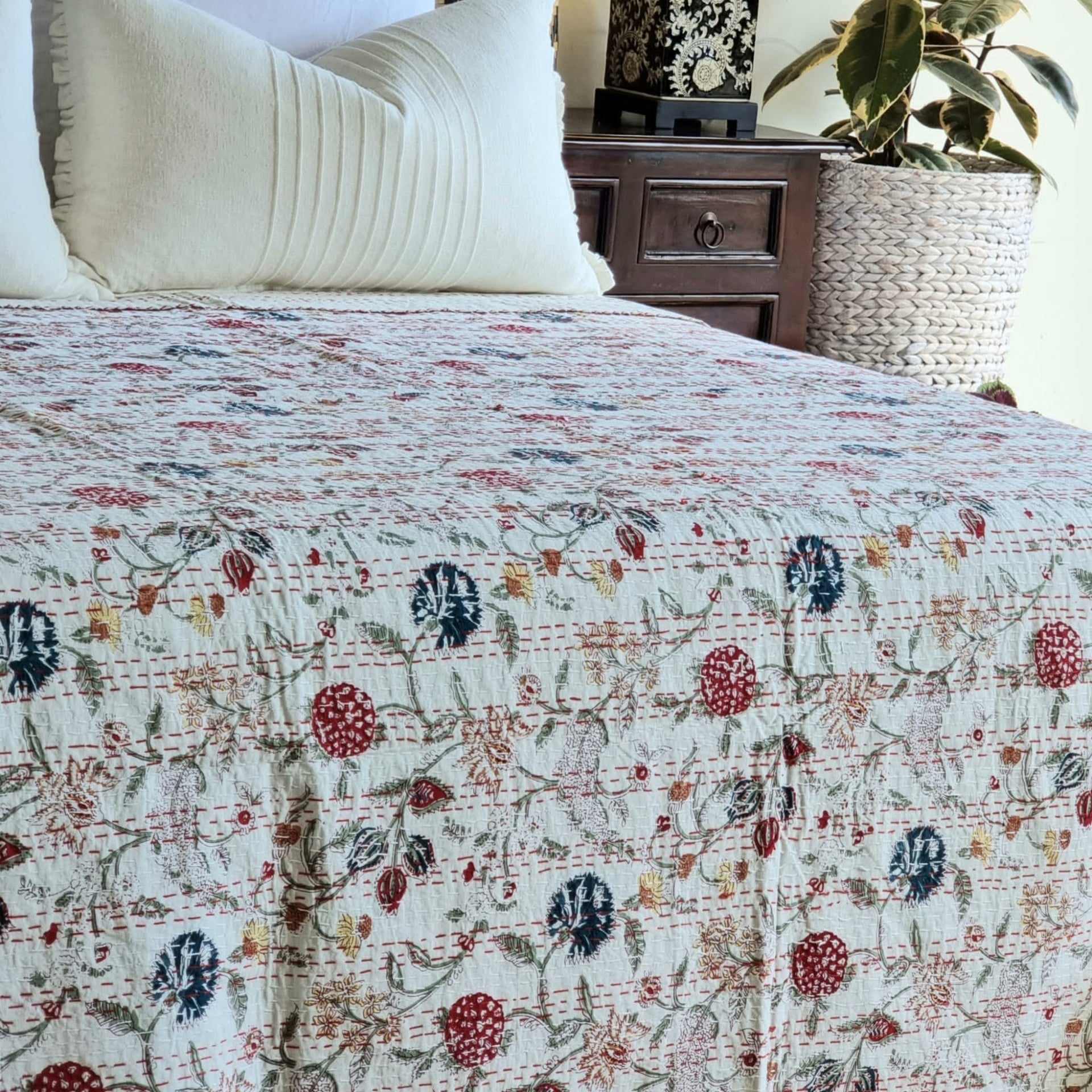 Berries Kantha Bedspread | 220cm x 270cm