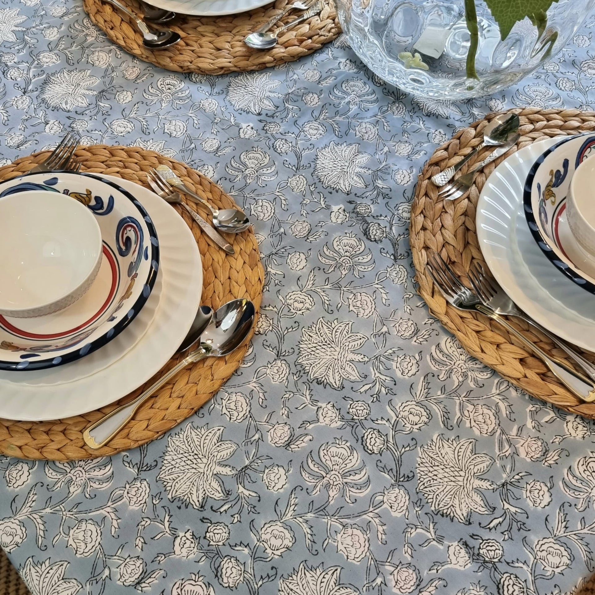 Hamptons Block-Printed Tablecloth