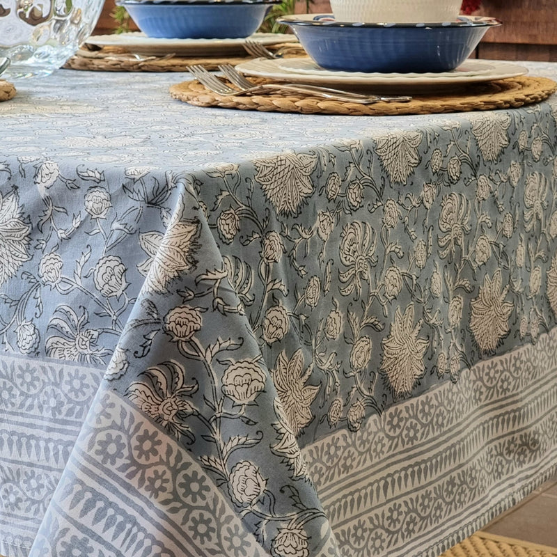 Hamptons Block-Printed Tablecloth