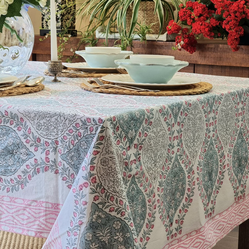 Garland Block-Printed Tablecloth