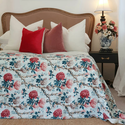 Peony Kantha Bedspread | 220cm x 270cm