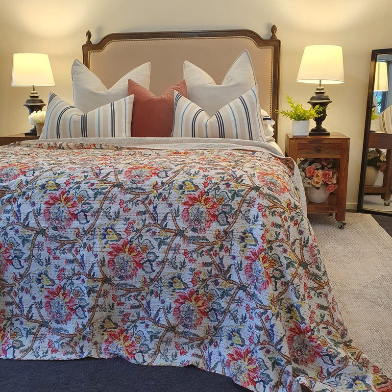 Spring Garden Kantha Bedspread | 220cm x 270cm